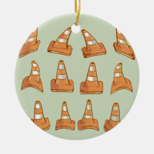 Road Cone Pattern Ceramic Ornament