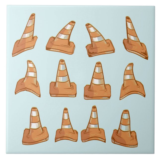 Road Cone Pattern Ceramic Tile (Front)