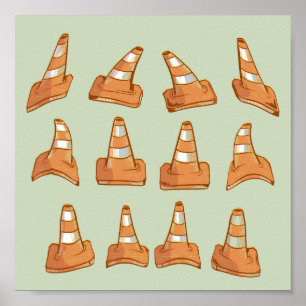 Road Cone Pattern Poster