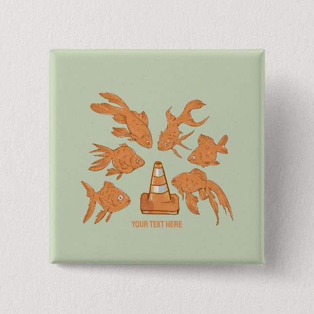 Road Cones and orange goldfish 15 Cm Square Badge (Front)