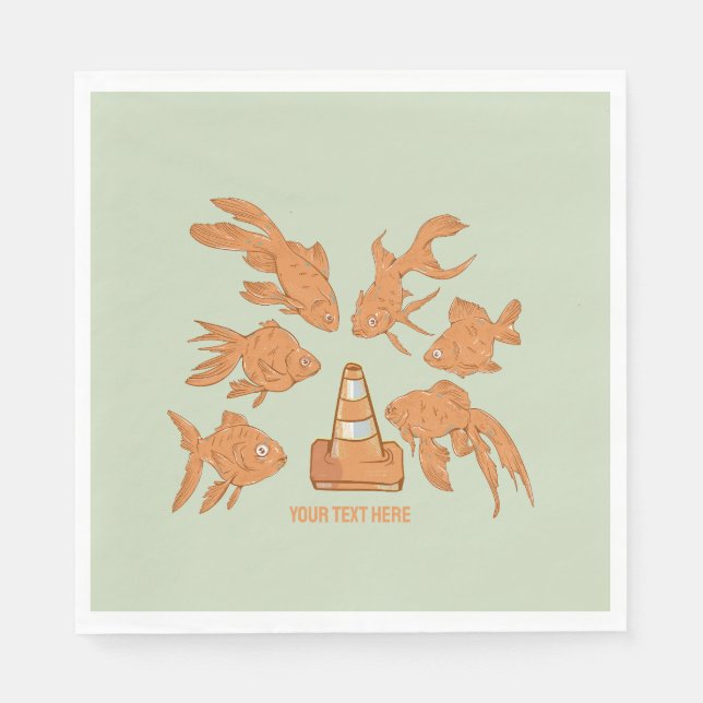 Road Cones and orange goldfish Napkin (Front)
