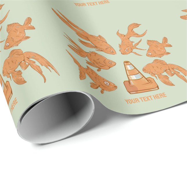 Road Cones and orange goldfish Wrapping Paper (Roll Corner)