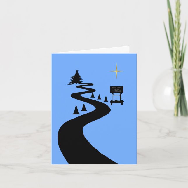 Road Construction Silhouette Christmas Card (Front)