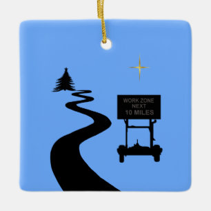 Road Construction Silhouette Christmas Ornament