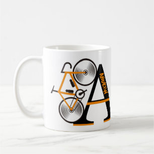 Road cycling letter name coffee mug