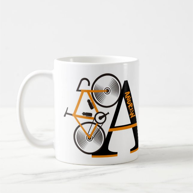 Road cycling letter name  coffee mug (Left)