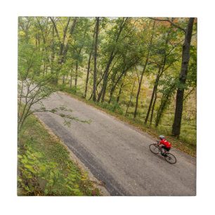 Road Cycling On Rural Country Road Ceramic Tile
