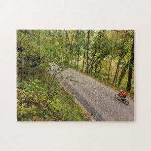 Road Cycling On Rural Country Road Jigsaw Puzzle