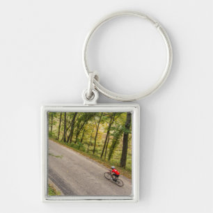 Road Cycling On Rural Country Road Key Ring