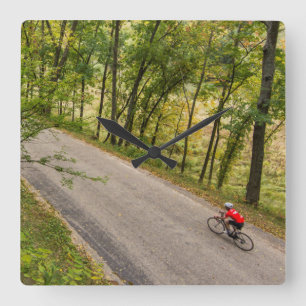 Road Cycling On Rural Country Road Square Wall Clock