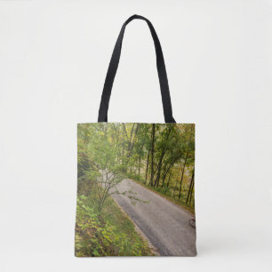 Road Cycling On Rural Country Road Tote Bag