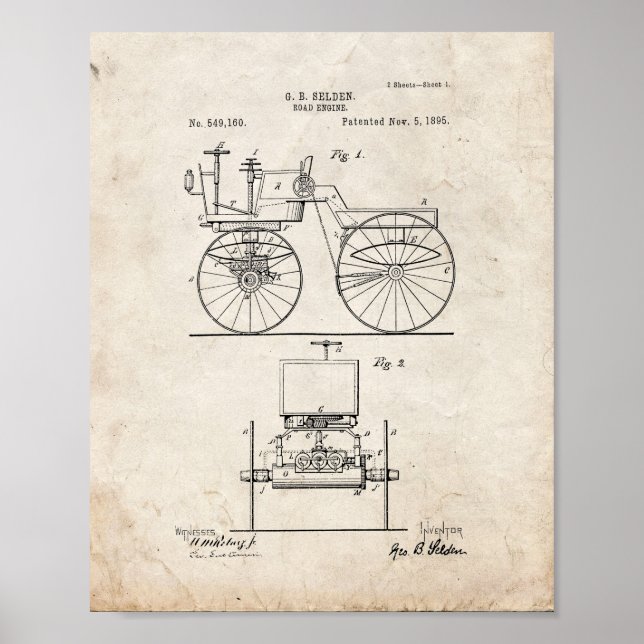 Road Engine Patent - Old Look Poster (Front)