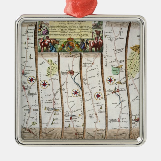 Road from London to Bristol Metal Tree Decoration (Front)