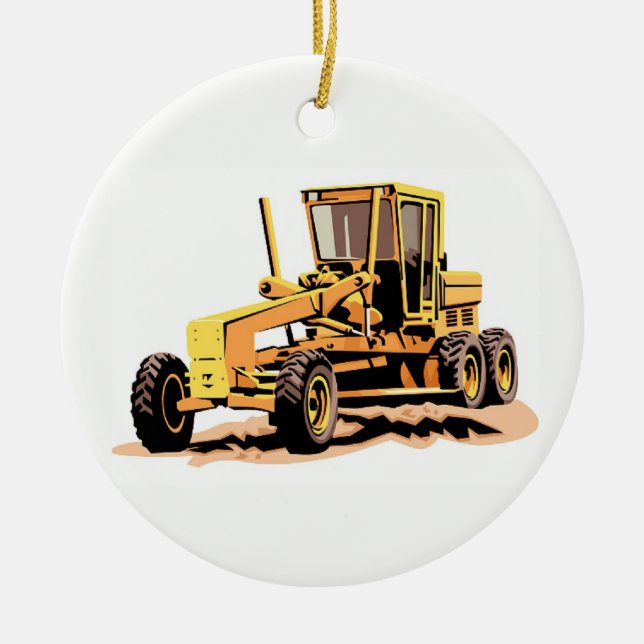 Road Grader Ceramic Tree Decoration (Front)