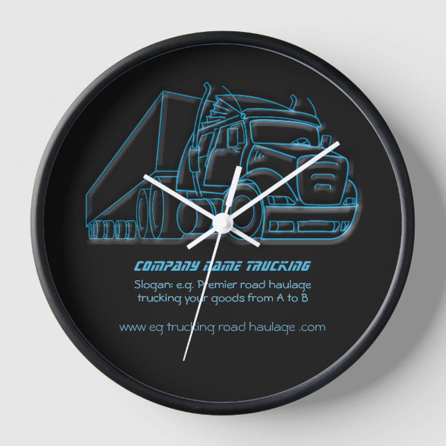 Road Haulage Semi-Truck blue logo Clock (Front)