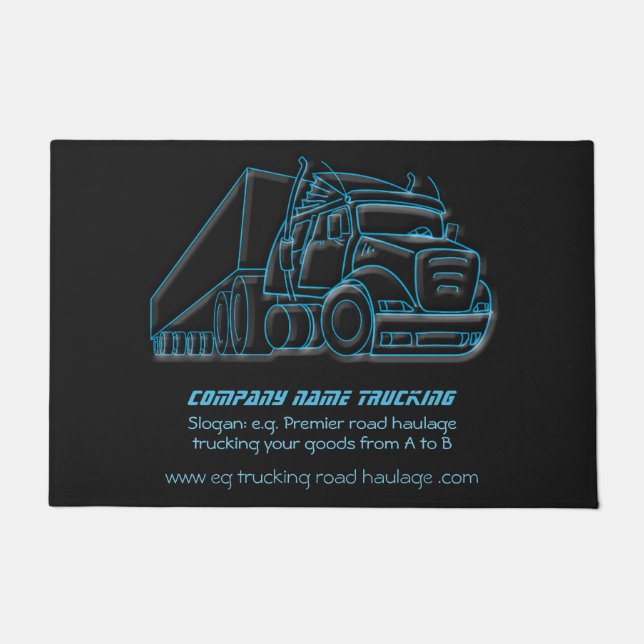 Road Haulage Semi-Truck blue logo Doormat (Front)