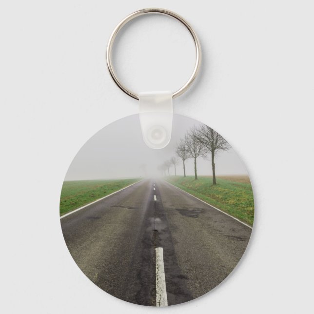 Road in fog leads to nothing key ring (Front)