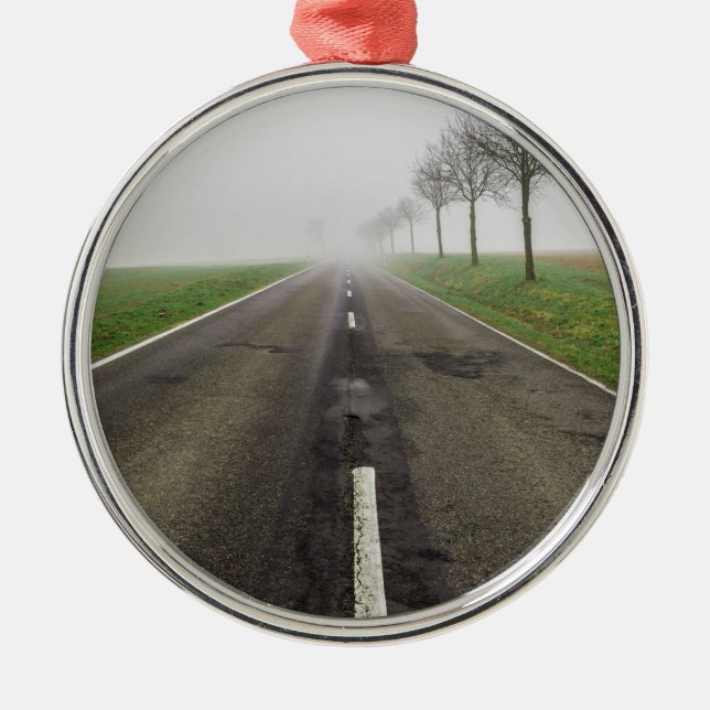 Road in fog leads to nothing metal tree decoration (Front)