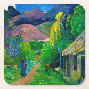 Road in Tahiti, Gauguin Square Paper Coaster
