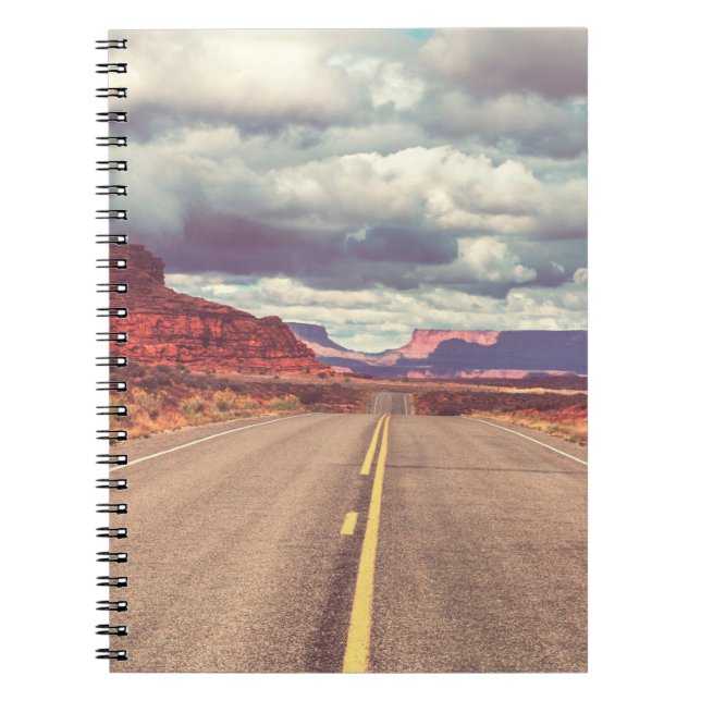 Road in the prairie country. Deserted natural trav Notebook (Front)