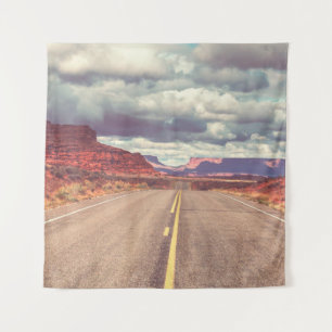 Road in the prairie country. Deserted natural trav Tapestry