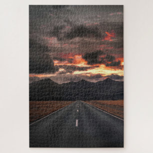 Road into Mountain Sunset Jigsaw Puzzle