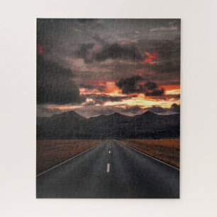 Road into Mountain Sunset Jigsaw Puzzle
