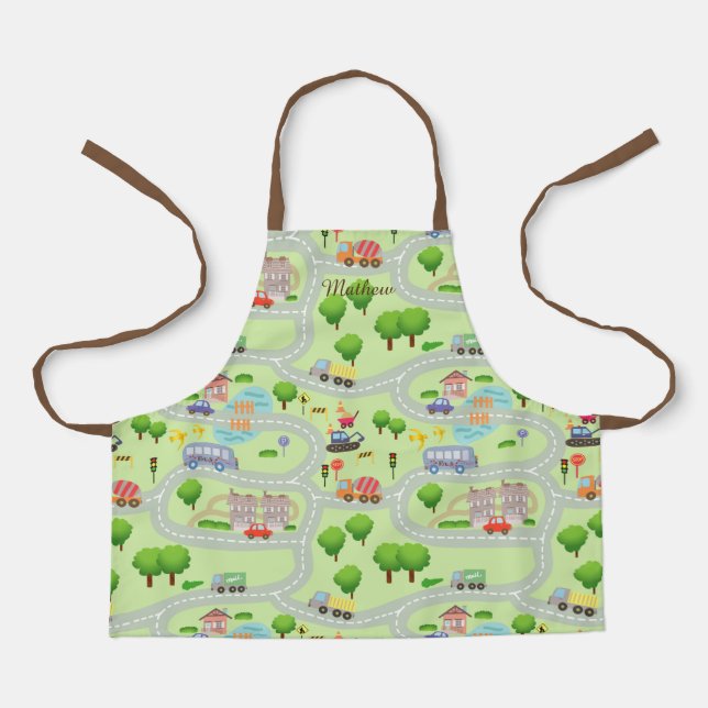 Road Map kids Green. All-Over Print Apron (Front)