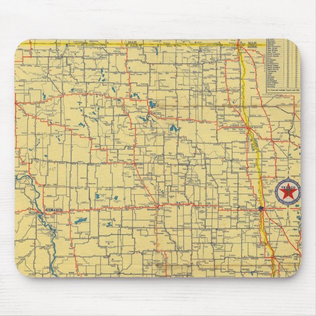 Road map N & S Dakota Mouse Pad (Front)