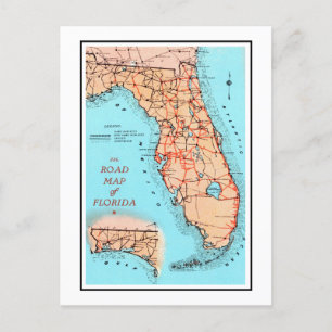 Road Map of Florida Postcard