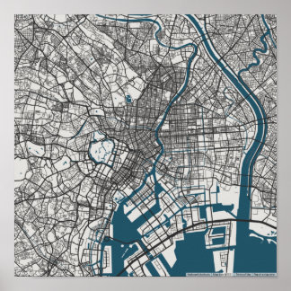 Road map of Tokyo Poster