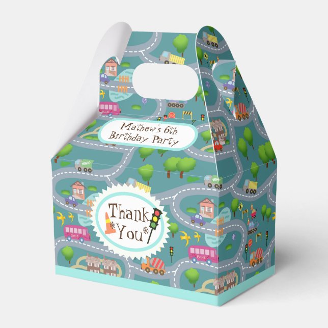 Road Map Teal Blue. Favour Box (Front Side)