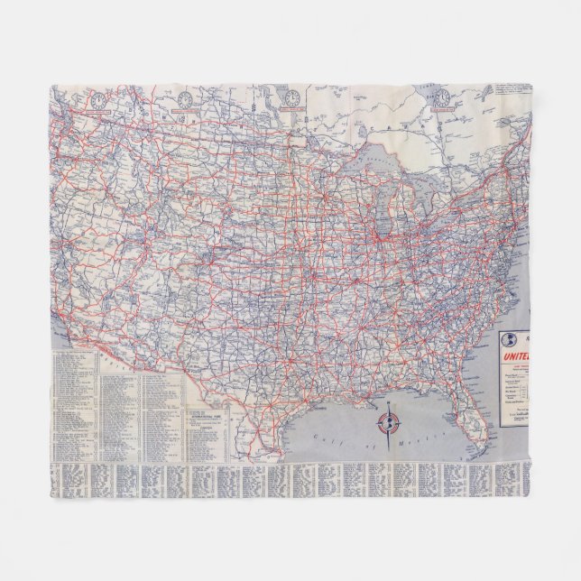 Road map United States Fleece Blanket (Front (Horizontal))
