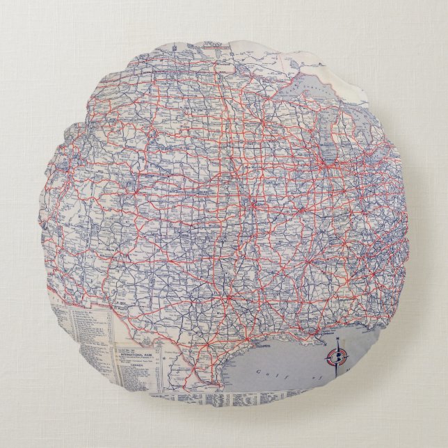 Road map United States Round Cushion (Front)