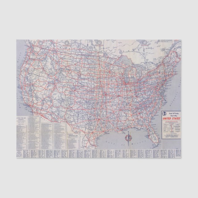 Road map United States Tissue Paper (Front)