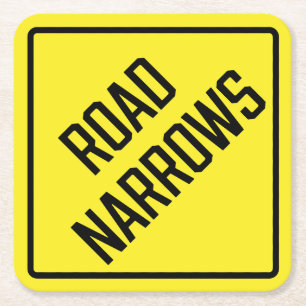 Road Narrows Paper Coaster