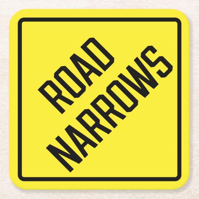Road Narrows Paper Coaster (Front)