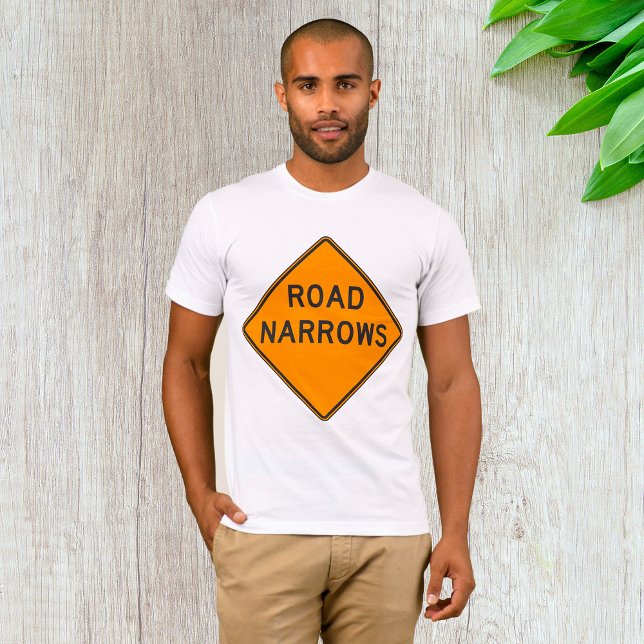 Road Narrows Road Sign Mens T-Shirt (Creator Uploaded)