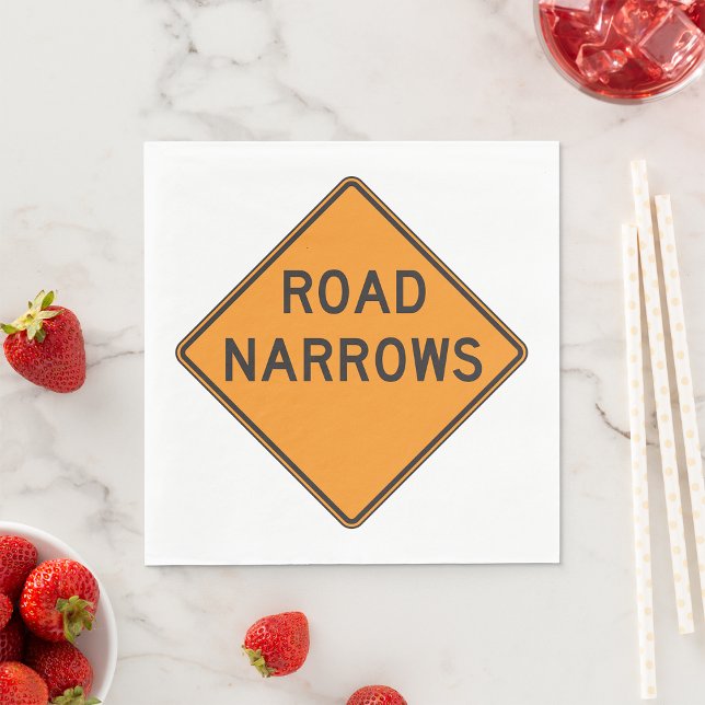 Road Narrows Road Sign Paper Napkins (Creator Uploaded)