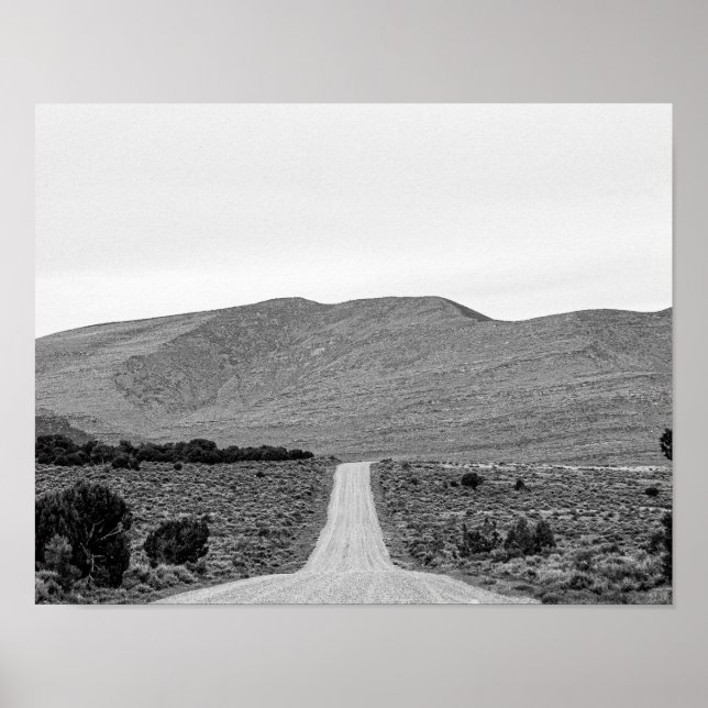 Road Outta Town // Black and White Scenery Poster (Front)