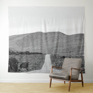 Road Outta Town // Black and White Scenery Tapestry