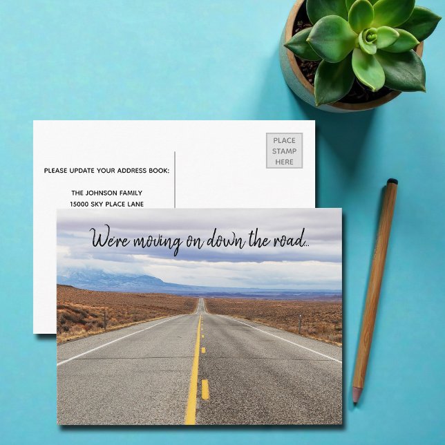 Road Photograph Cool Family Moving Announcement Postcard (Creator Uploaded)