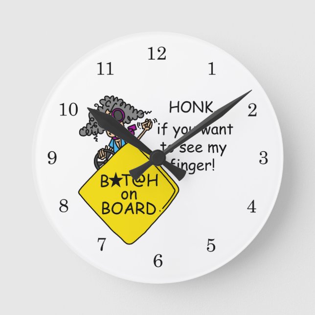 Road Rage Humour Round Clock (Front)