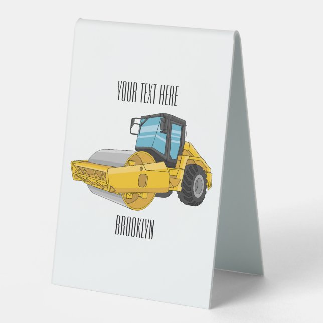 Road roller cartoon illustration (Front)