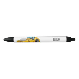 Road roller cartoon illustration black ink pen