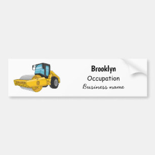 Road roller cartoon illustration bumper sticker
