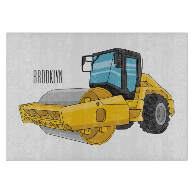 Road roller cartoon illustration cutting board (Front)