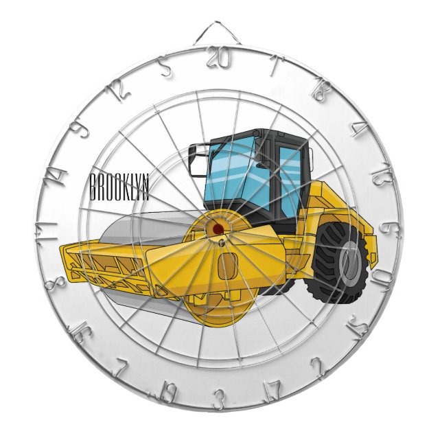 Road roller cartoon illustration dartboard (Front)