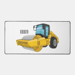Road roller cartoon illustration desk mat