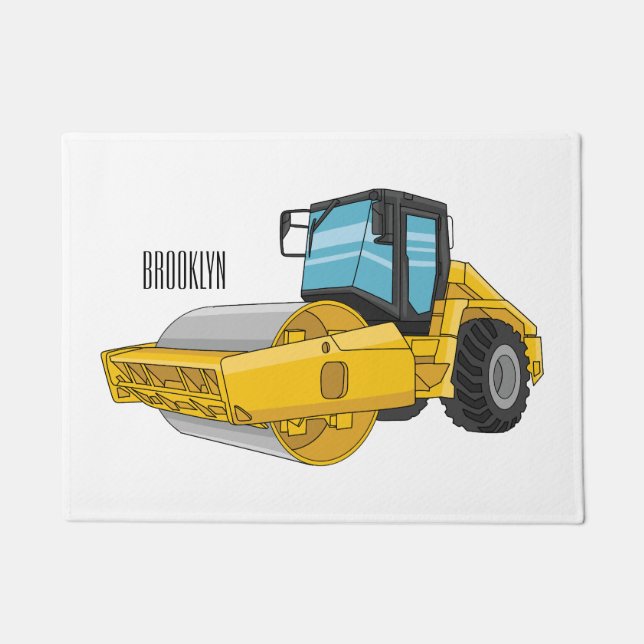 Road roller cartoon illustration doormat (Front)